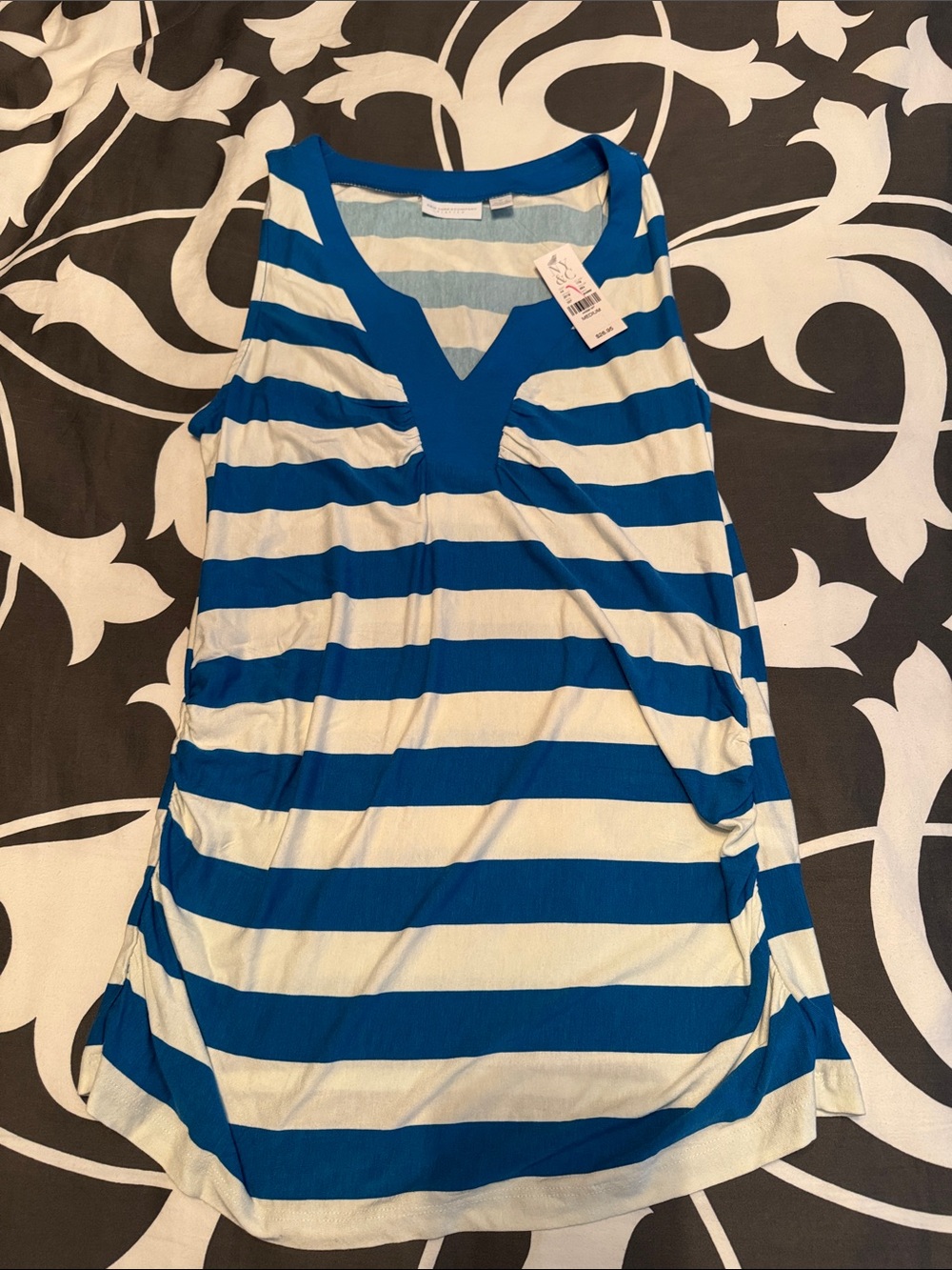New York and Co blue and white striped sleeveless tank